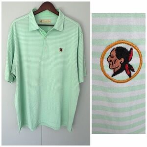 DONALD ROSS Men’s Seminole Logo Striped Golf Polo Green White